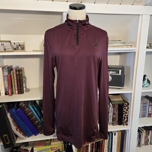 Spyder Active Men’s Quarter Zip Collared Top Lightweight pullover Small Maroon